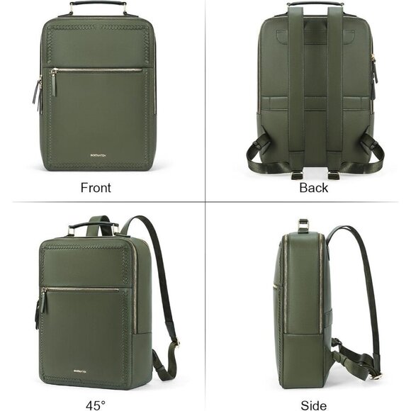 ?Women and Men Leather Backpack 15.6 inch Laptop Bag Travel Casual Shoulder Bag main image 5